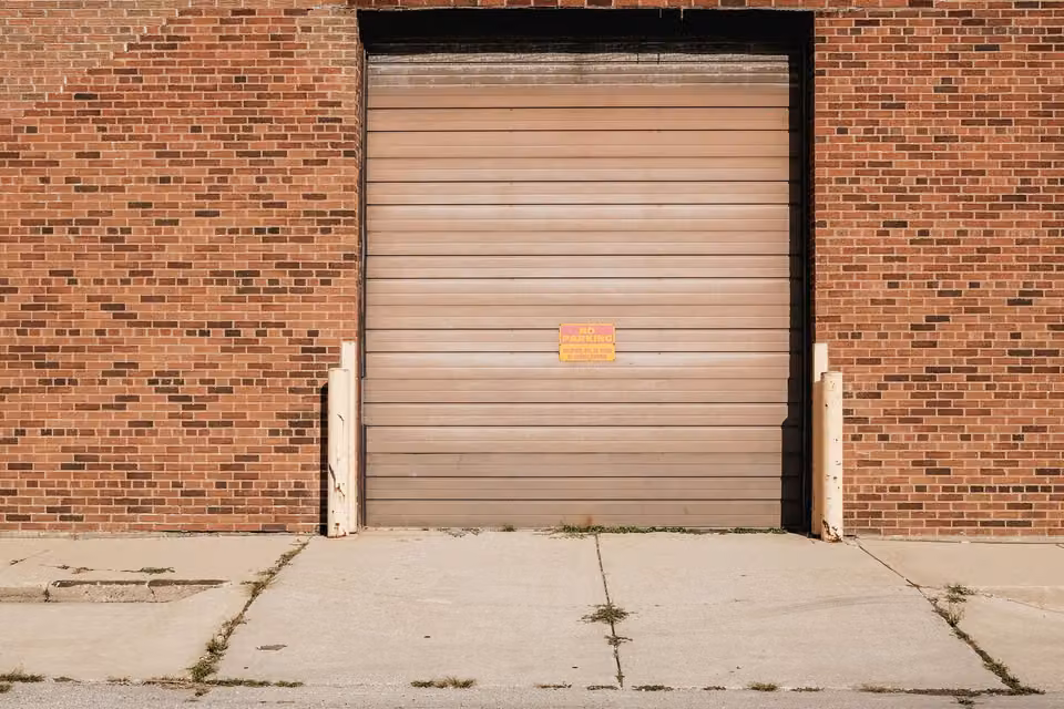 Commercial sectional overhead door at a loading dock